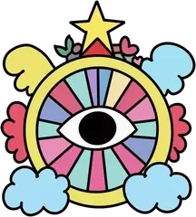 運命の輪のカードのキャラクターのイラスト